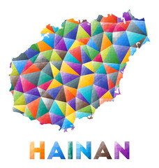 Hainan - colorful low poly island shape. Multicolor geometric triangles. Modern trendy design. Vector illustration.