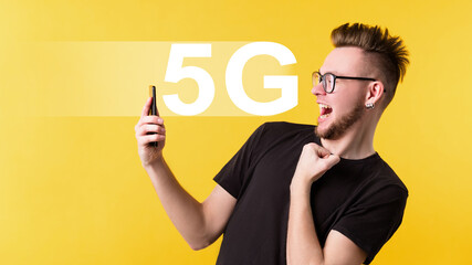 5g internet wireless connection guy smartphone