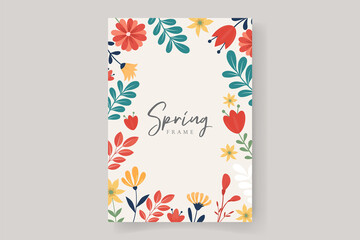 Flower frame background with colorful spring flower design