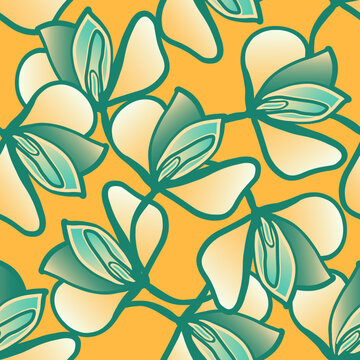 Leafy Flowers Seamless Vector Pattern