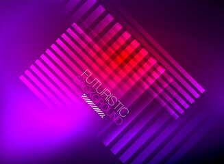 Bright neon color techno abstract background, shiny glowing neon lines in the dark background