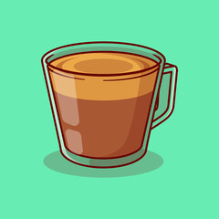 cappuccino coffee vector illustration design in a transparent glass