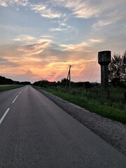 sunset on the road