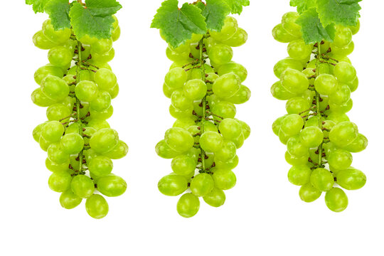 Fresh green grapes isolated on white background, selective focus