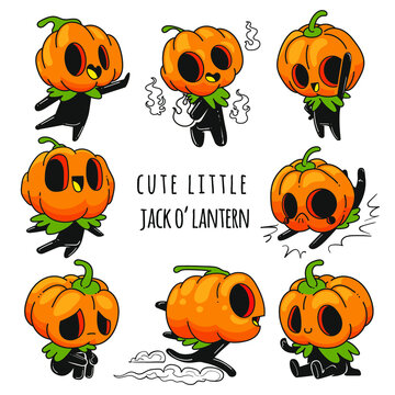 cute little jack o lantern vector set, halloween jack o lantern