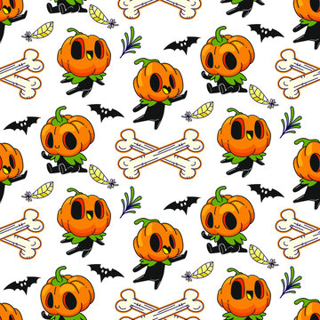 Jack O Lantern Halloween Seamless Pattern