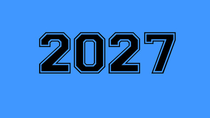 2027 number black lettering blue background