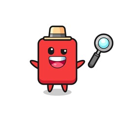 illustration of the red card mascot as a detective who manages to solve a case