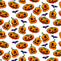 halloween pumpkin seamless pattern vector