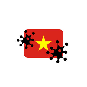 Vietnam hit by Coronavirus. Covid-19 impact nationwide. Virus attack on Vietnamese flag concept illustration on white background

