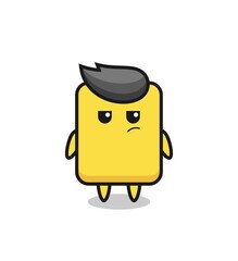 cute yellow card character with suspicious expression