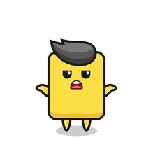 Obraz premium yellow card mascot character saying I do not know