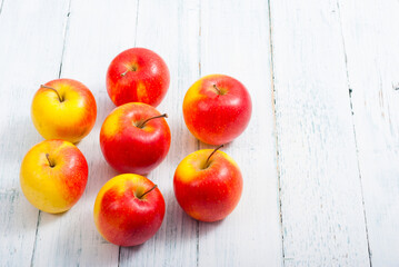 apple fruits on old white wooden table