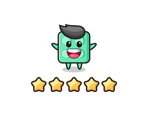 the illustration of customer best rating, brick toy cute character with 5 stars