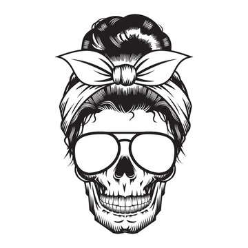 Skull Mom Head design on white background. Halloween. skull head logos or icons. vector illustration.