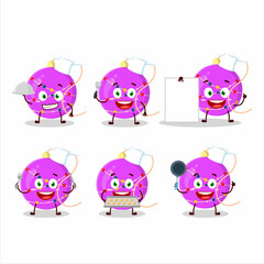 Cartoon character of christmas lights purple with various chef emoticons