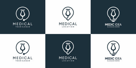 Medic logo collection with creative element concept Premium Vector