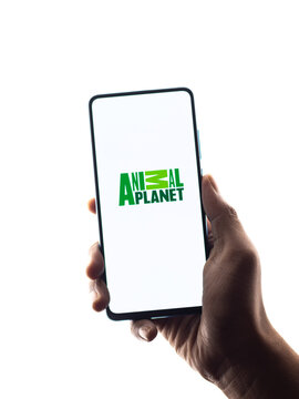 Assam, india - June 21, 2021 : Animal Planet logo on phone screen stock image.