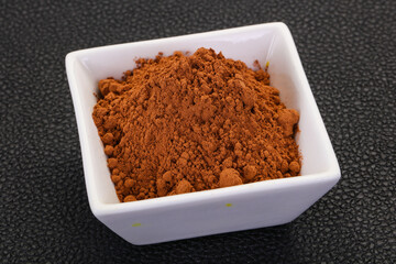 Cocoa powder in the bowl