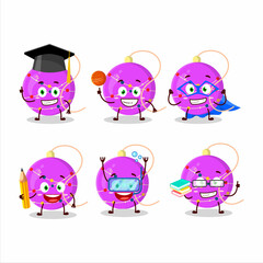 School student of christmas lights purple cartoon character with various expressions