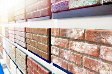 Brick decorative wall panels on store stand