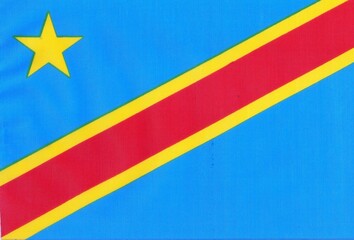 National flag of Congo country close up