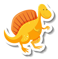 Cute yellow dinosaur cartoon character sticker