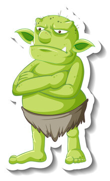 recommend clip art: Green goblin or troll cartoon character sticker