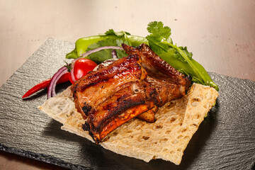 Tasty hot Pork ribs barbecue