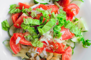 Homemade vegetable salad. View from above.
