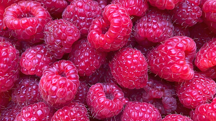 Texture background from a large number of raspberries.