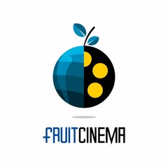 vector illustration of fruit icon with half roll film vector illustration