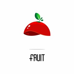 vector illustration of fruit icon with half cut shape