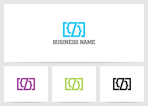 Brackets And Slash Symbol Logo Design