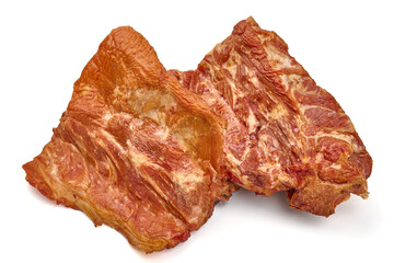 Smoked ribs, isolated on white background. High resolution image.