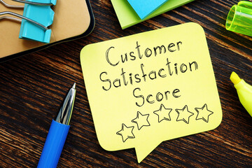 Customer Satisfaction Score CSAT is shown on the business photo using the text