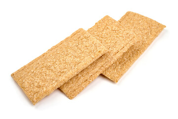 Wholegrain crispbread, isolated on white background. High resolution image.