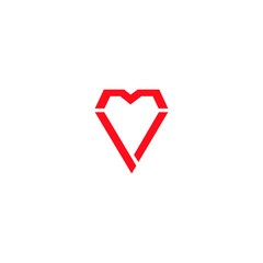 Minimal modern red heart vector logo design