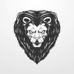 Lion head vector illustration in vintage monochrome isolated