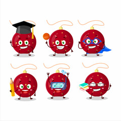 School student of christmas lights red cartoon character with various expressions