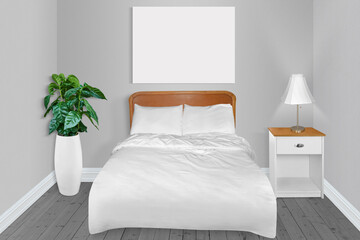 Art Canvas Bedroom Mockup - Minimalist White Mock Up