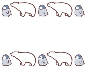 シロクマとペンギンヒナの上下フレーム