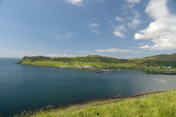 Fototapeta na wymiar Harbour and bay at Uig on coast of Skye