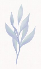 Decorative blue twig with gradient, watercolor illustrations on a white background