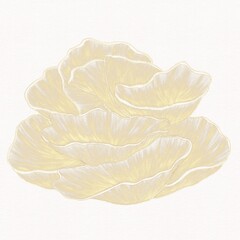 Gold contour illustration of a coral reef, decorative element, hatched drawing