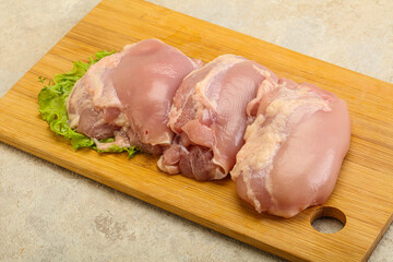 Raw chicken boneless and skinless leg