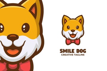 Smiling Dog Pet Care Mascot Logo Character