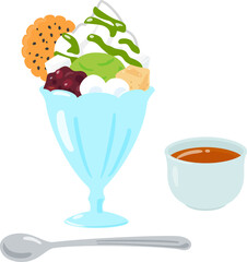 抹茶パフェとほうじ茶