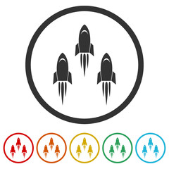 Space rocket launch ring icon isolated on white background