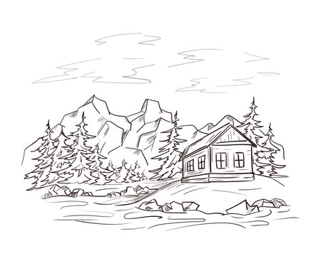 Cabin Sketch Images  Browse 3731 Stock Photos Vectors and Video  Adobe  Stock